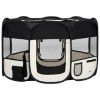 Dog Playpen Black and Cream Polyester, Steel 49.2 x 49.2 x 24.0 in