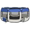 Dog Playpen Blue and cream Polyester, Steel 57.1 x 57.1 x 24.0 in